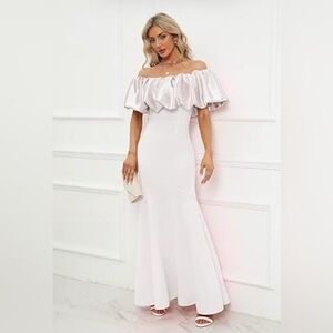 White Satin Bodycon Mermaid Maxi Dress